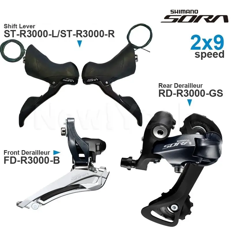 

SHIMANO SORA R3000 2x9 Speed Groupset with Shifter Front Rear Derailleur -Medium / Short Cage- Road Original Parts