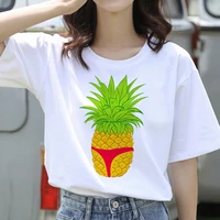 lovely pineapple printed t shirt women 90s graphic t shirt o neck girl short sleeve harajuku t shirt white tops female tops