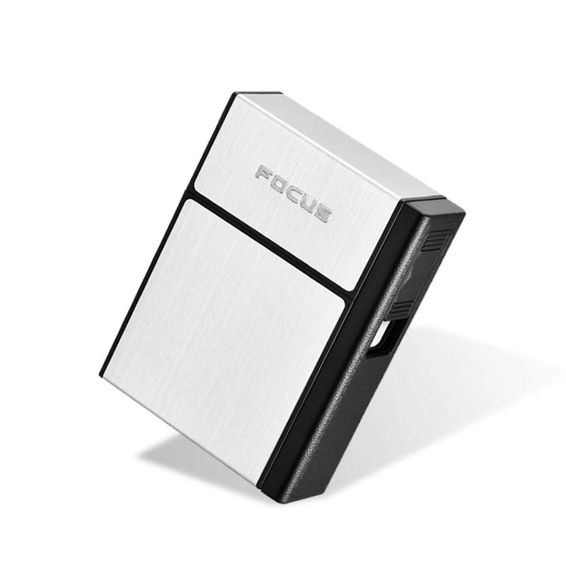 YH-035A SILVER Фокус Абсолютно держатель Ciagrette коробка со съемными USB электронными зажигалками Беспламенное ветрозащитное табачное портсигар чехол зажигалки - Цвет: YH-035A SILVER