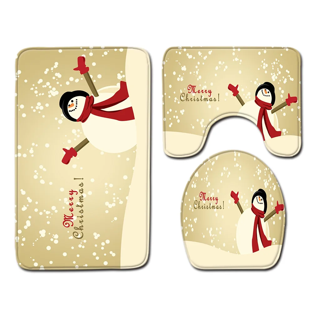 Zeegle Счастливого Рождества коврик набор для Ванная комната украшения 3 шт.