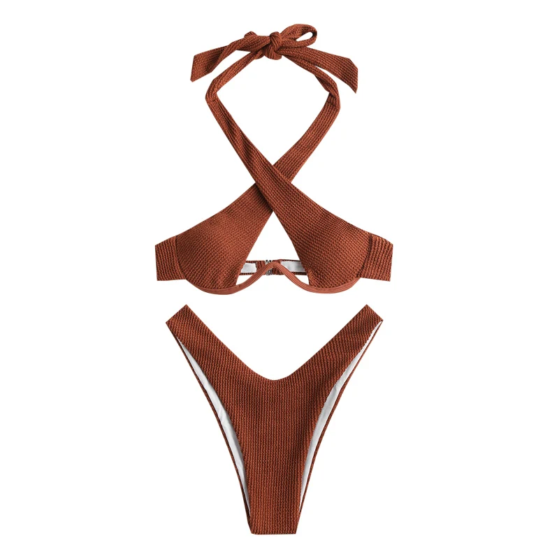 Женский купальник из двух предметов с лямкой на шее | Женская одежда