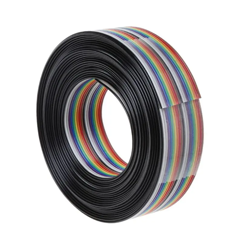 

1M 40Pin Flat IDC Ribbon Extension Cable Rainbow DuPont Wire With 1.20mm Line Pitch Connector 40p dupont Copper For Arduino