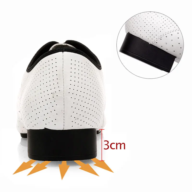 White Mens Ballroom Dance Shoes 3cm Heel Latin Dance Shoes for Men Genuine Leather Modern Soft Sole Jazz Salsa Dancing Shoe Male