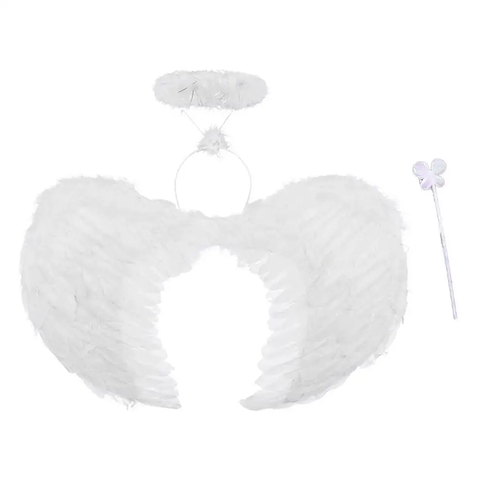 

Angel Wings White Angel Accessories Set With Wings Angel Wings And Halo Headband For Kids Costumes Dress Up Fancy Cosplay Par