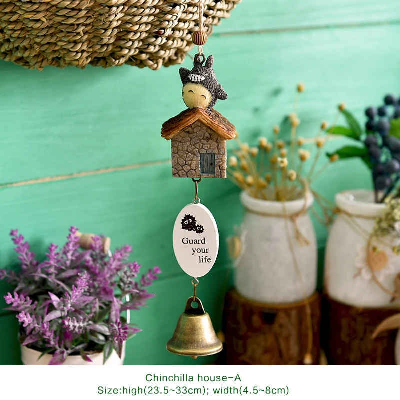 DIY Totoro wind chime, детское украшение для дома, милая Девичья комната, украшение для дома, колокольчик, подвеска, подарок на день рождения, смола, животный колокольчик s
