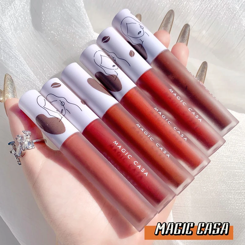 

Бархатная матовая помада, водостойкий немаркирующий матовый нюдовый блеск для губ, стойкий блеск для губ, сексуальный красный розовый отте...