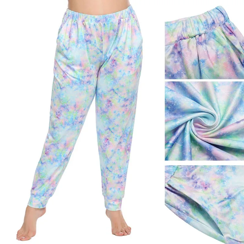 

Spring Pajama Trousers Long Pants Sleep Bottom Fashion Women's Casual Ladies Plus Size Tie-dye Printing Homewear