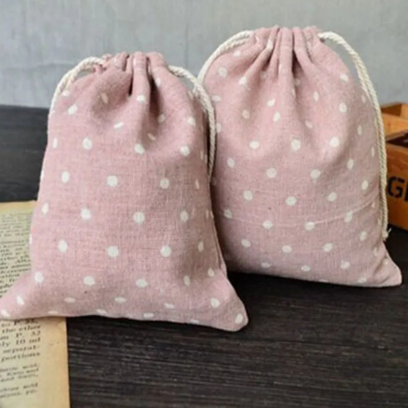 

Pink Dot Linen Gift Bags Jewelry Sack 8x10cm 9x12cm 10x15cm 13x17cm Pack of 100 Jute Drawstring Pouches