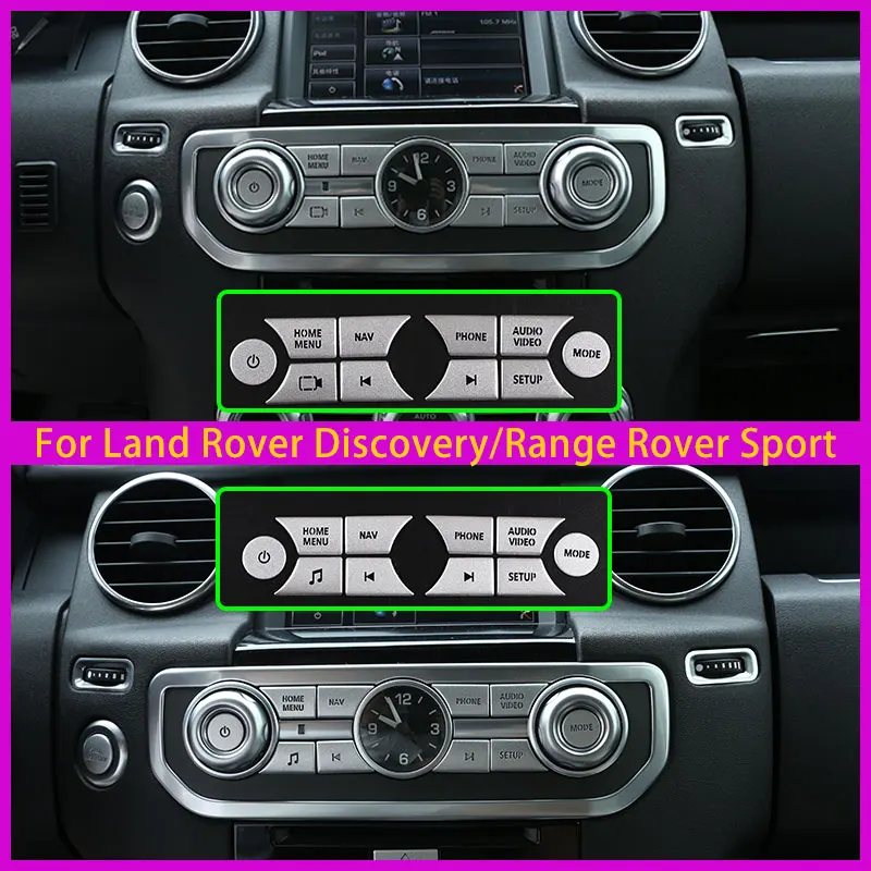 Multimedia Button Patch For Land Rover Discovery 4/Range Rover Sport Silver Abs Material Car Accessories 10-Piece Set