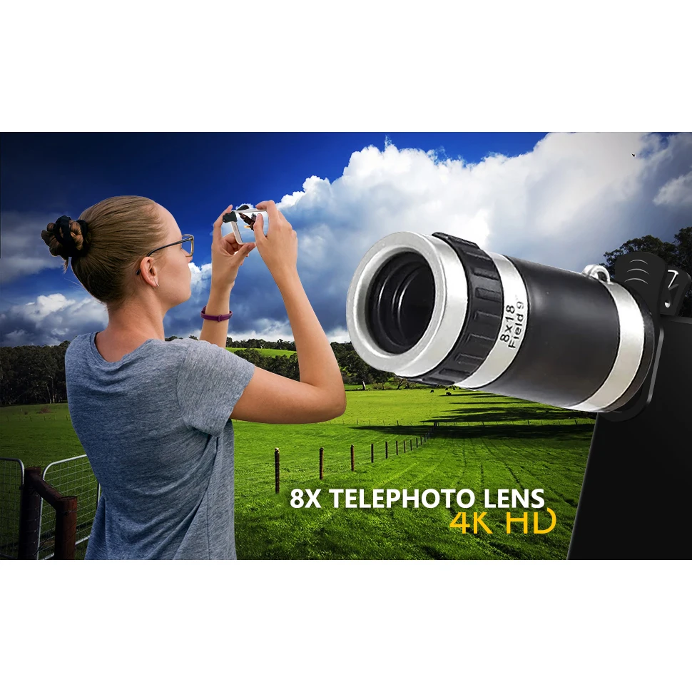 Телескопический объектив для смартфона с 8 кратным увеличением HD монокуляр