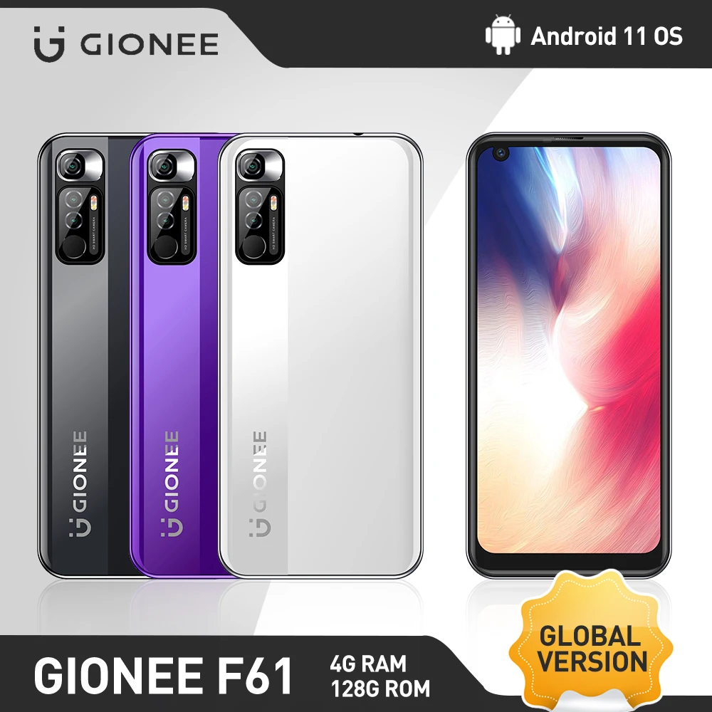 

Мобильный телефон 4G RAM 128G ROM восьмиядерный смартфон 6,8 "HD IPS экран Android 11 Helio P60 13MP задняя камера 4800mAh GIONEE P61