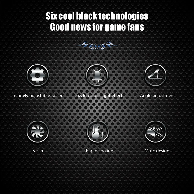 

RGB Laptop Cooler 12-17 Inch 5 Fan Gaming Laptop Cooling Pad Dual USB Port Adjustable Laptop Stand Mute Cooling Fan