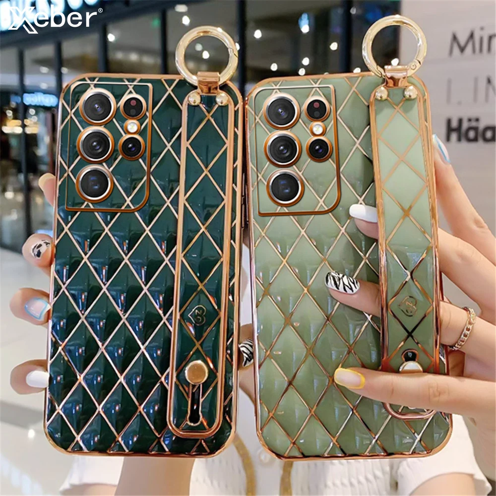 Роскошный позолоченный чехол для телефона с ремешком на запястье Samsung Galaxy A52 A72 A32