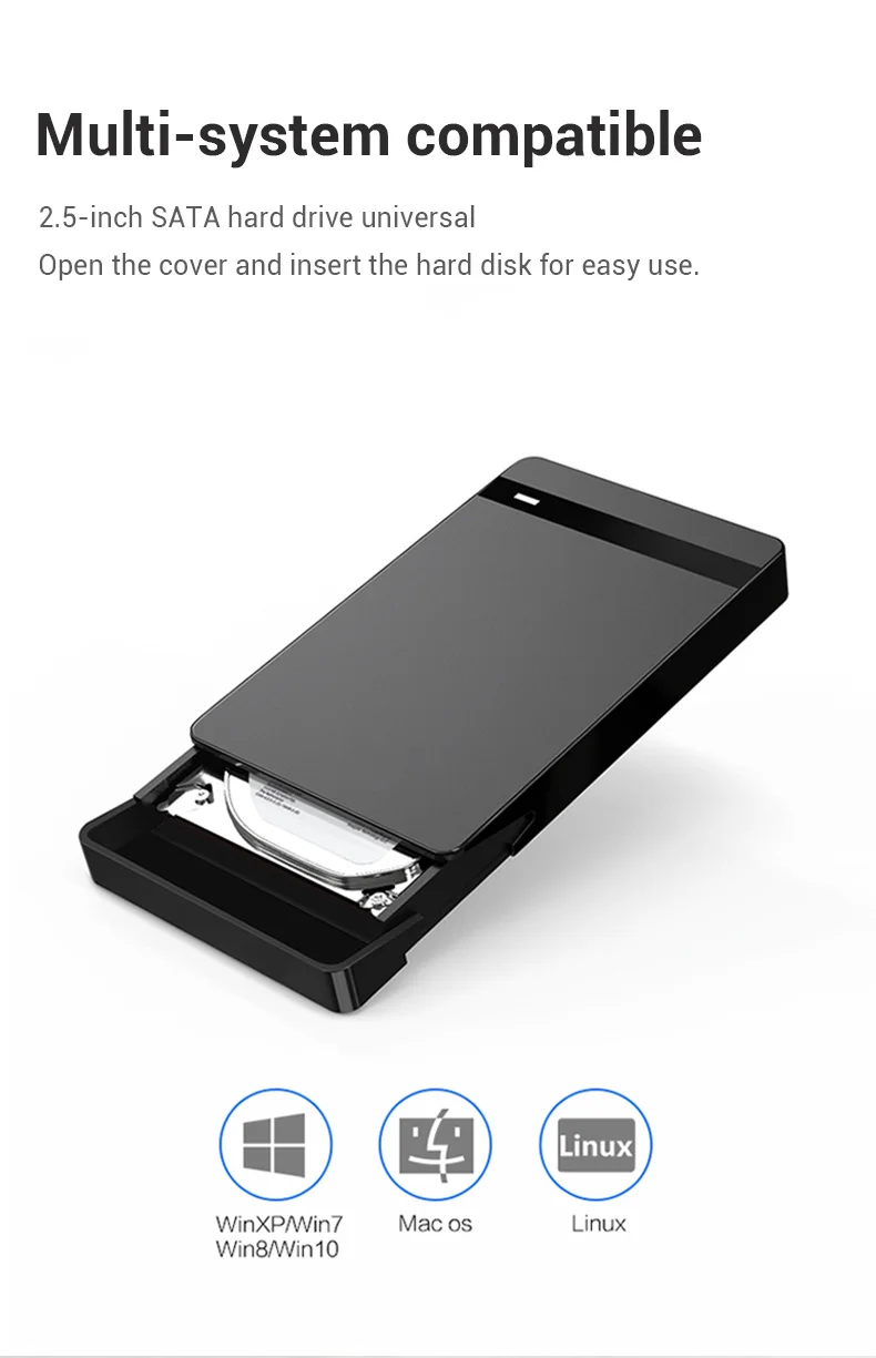 Blueendless 2,5 'внешний корпус HDD корпус пластиковый Sata USB HD Caddy внешний жесткий диск корпус USB жесткий диск коробка ноутбук