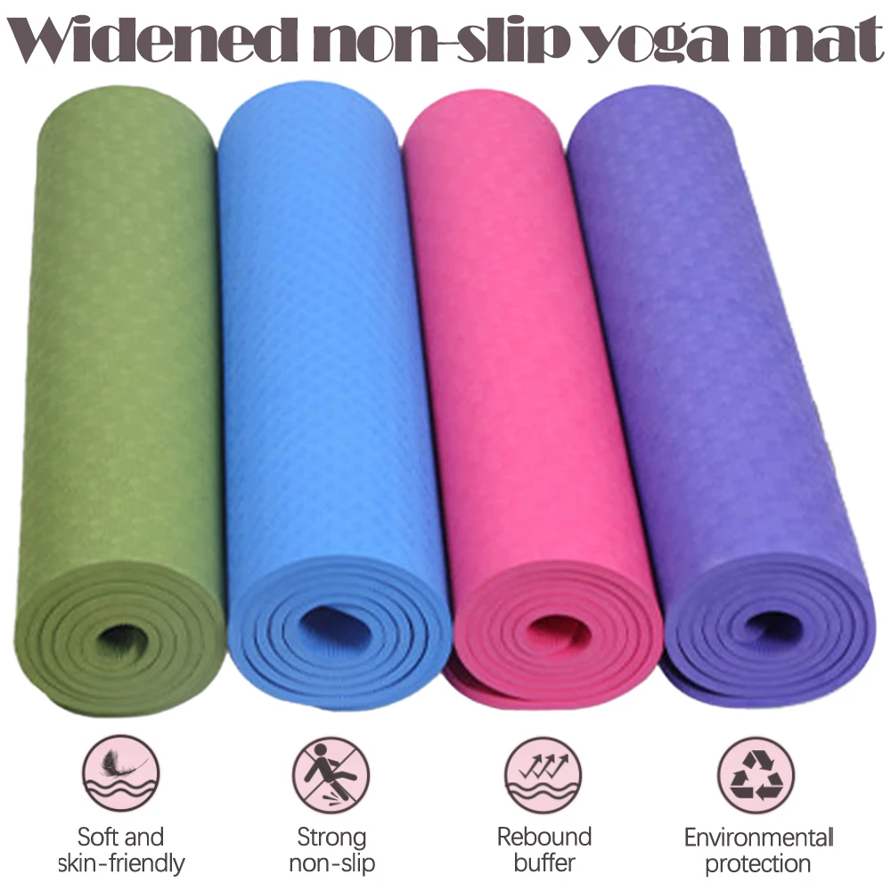 

NEW Yoga Pads Portable Thick Non-slip Yoga Mat Pad for Exercise Fitness Pilates w/ Strap 72" x 24"