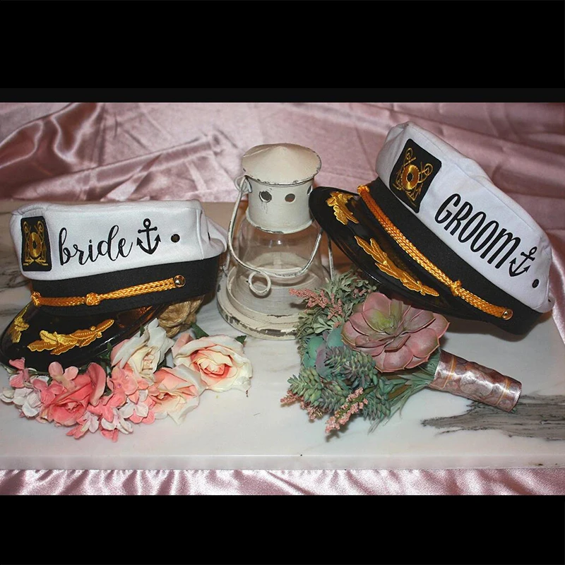 Шляпа-капитан жениха невесты шатер парусник Пляжная лодка яхта озеро свадьба