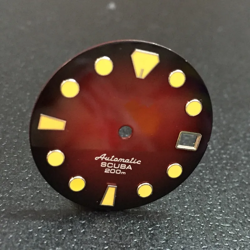 Watch accessories dial sunburst black  blue yellow red with yellow luminous fit Japanese NH35/36 automatic movement 28.5 mm