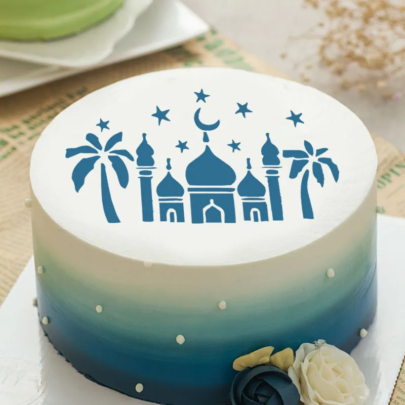 

1Pc Ramadan Kareem Spray Stencils Birthday Cake Mold Decorating Tools Eid Mubarak Muslim Islamic Festival Party DIY Decorations