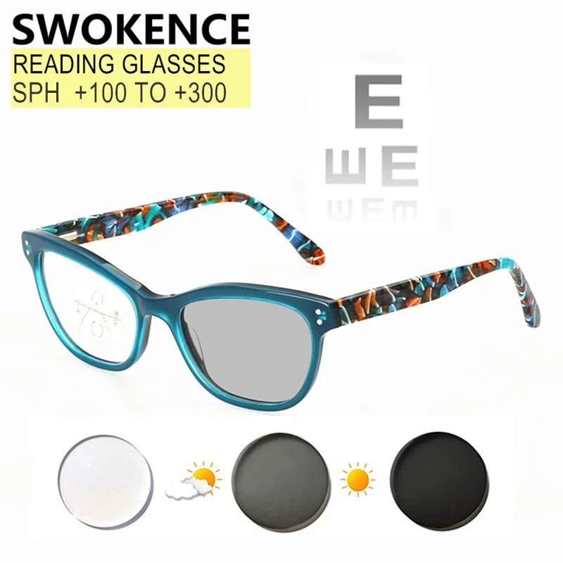 

Очки для чтения унисекс, от + 100 до + 300, фотохромные, прогрессивные