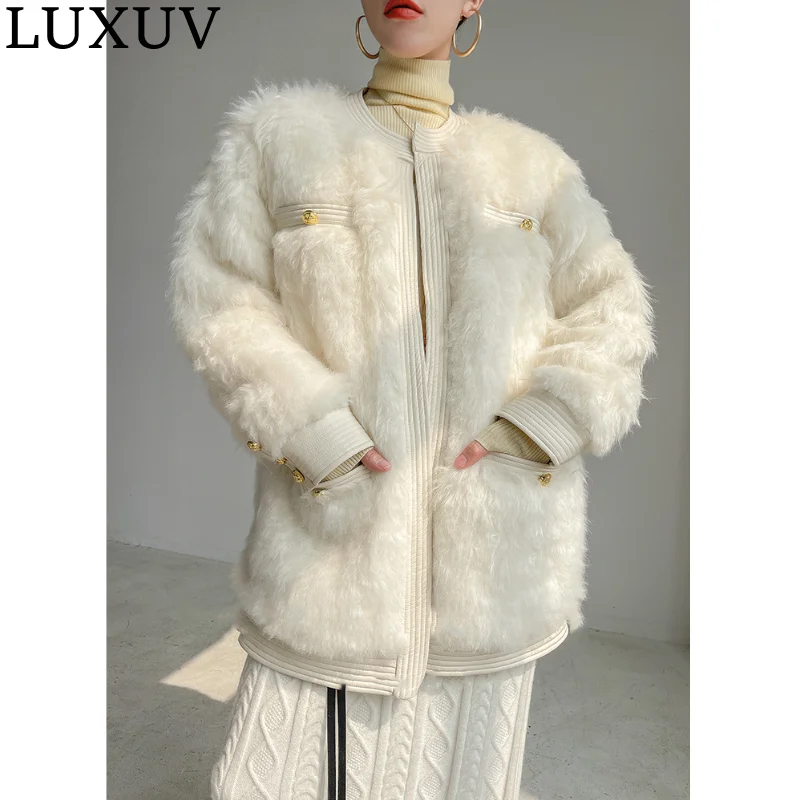 Women's Imitate Mink Wool Coat Autumn Outwear Winter Jacket Overcoat Design Female Natural Parka Warm Clothing Plush Chic