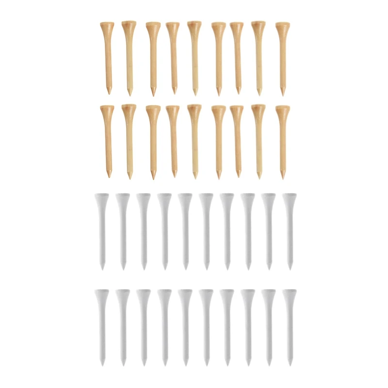 

100Pcs 3-1/4 Inch Golf Tees White Solid Wooden Golf Tees & 25Pcs Easy to Change Studs, Universal Anti Skid Golf Shoes