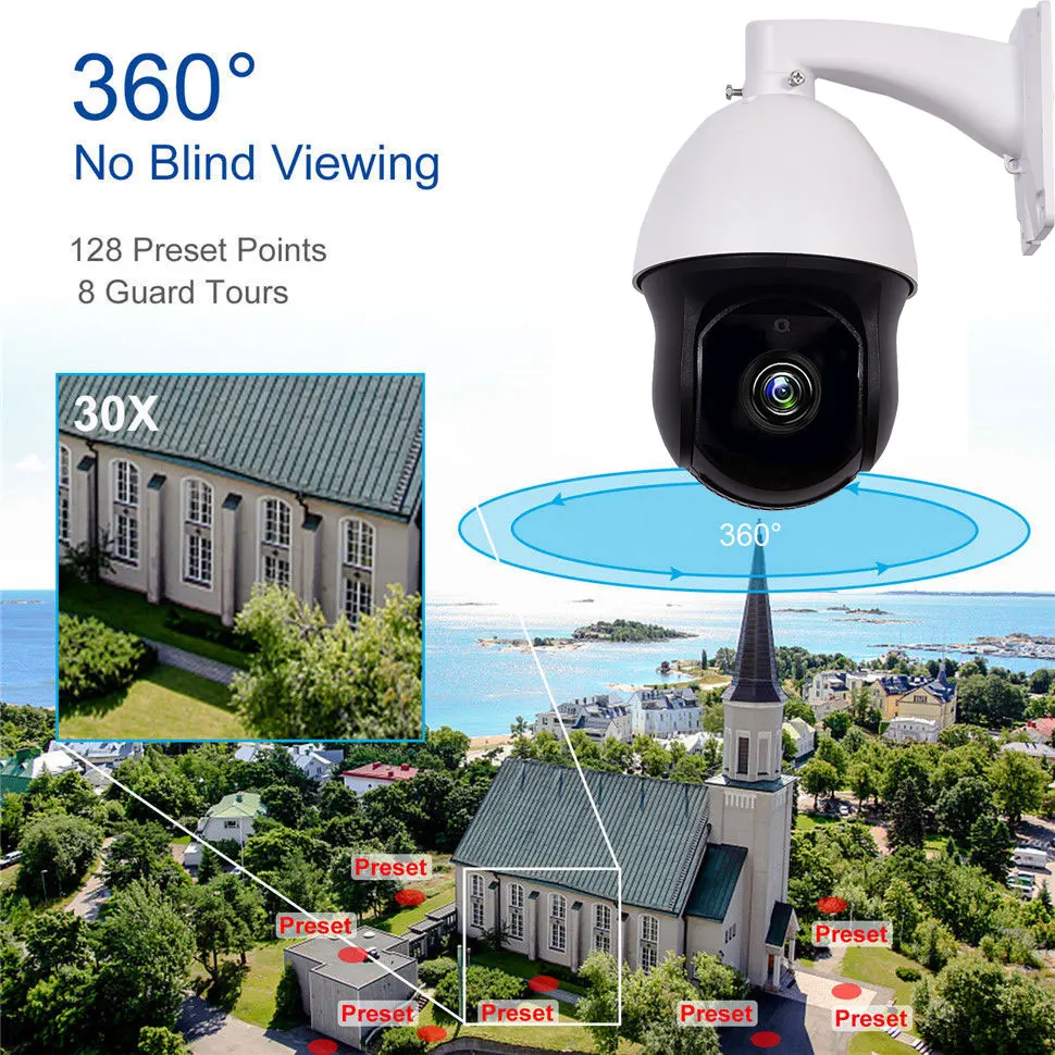 H.265 PTZ IP Камера 30X зум Водонепроницаемый мини 3MP 1080P Скорость купол Открытый ИК 60 м