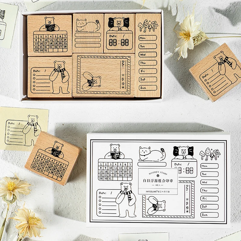 Винтажные деревянные штампы для скрапбукинга и резиновые дневник в стиле