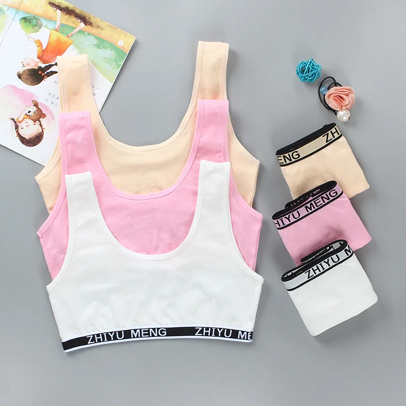 

Teenagers Girls Lingerie Cotton Underwear Sets Kids Young Training Bras Crop Top 8-14 Years