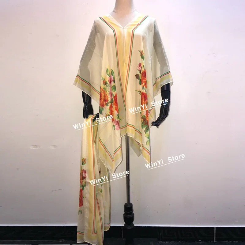 

Dashiki African Printed Runway Silk Kaftan Top Clothes Loose Batwing Sleeve Thailand Bohemian Summer Beach Ladies Top
