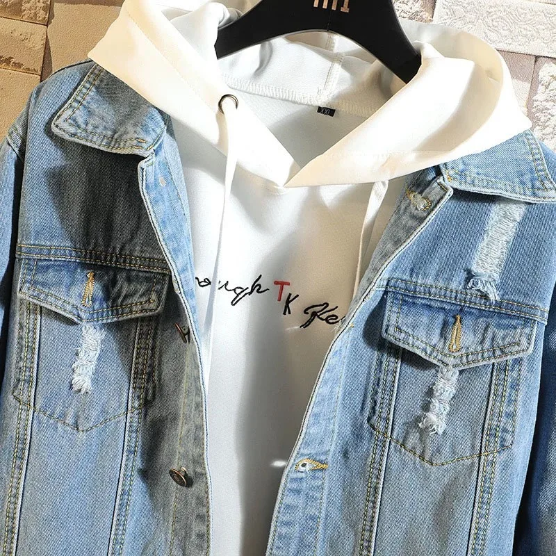 

Men's denim jacket spring and autumn Korean trend tooling clothes loose jacket autumn tide brand