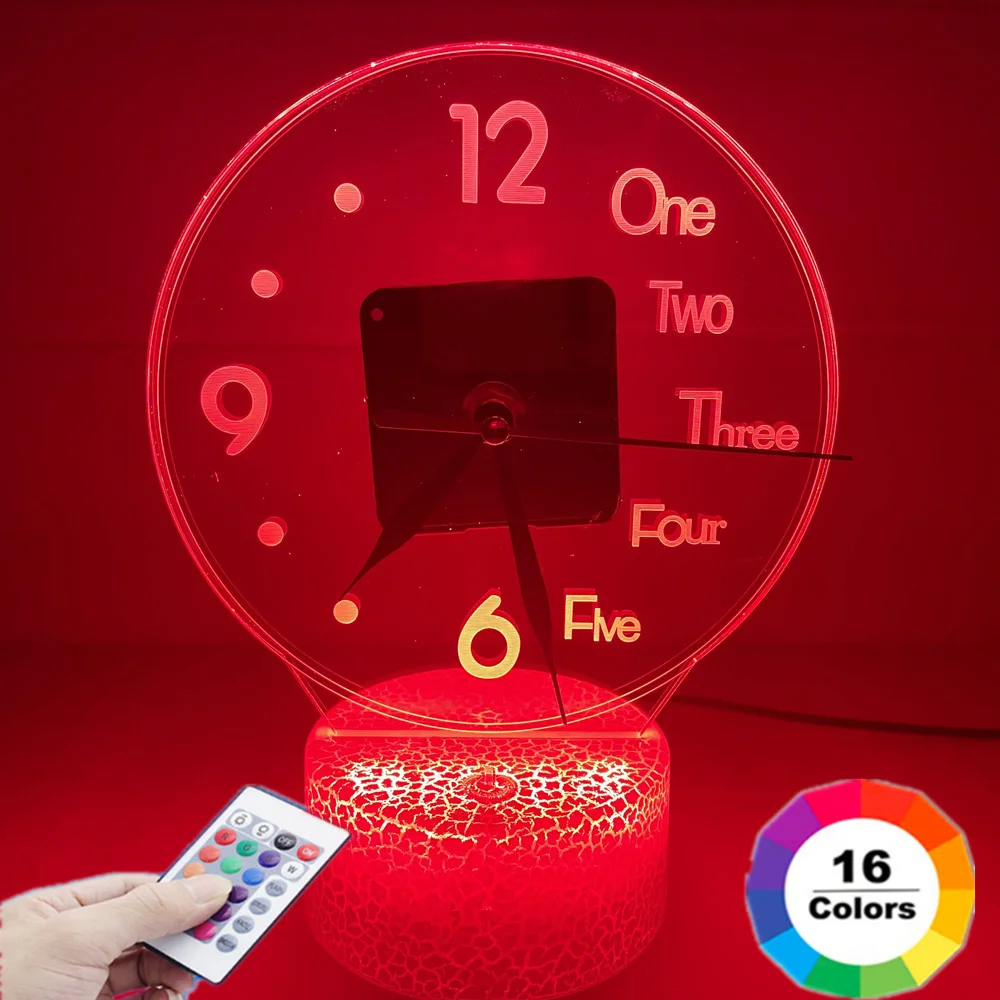 

Светодиодный Будильник, 3d лампа, украшение «сделай сам», светильник, акриловые современные настольные часы для комнаты, домашний декор, час...