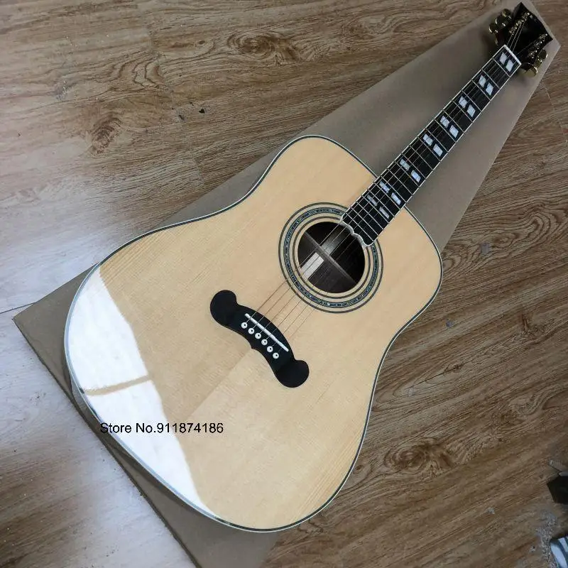 

High Quality Acoustic Guitar Solid Spruce Rosewood Fingerboard Multi-Stripe Binding Antique Natural IN STOCK