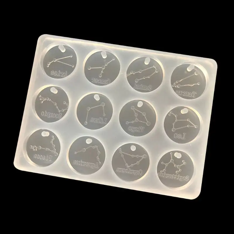 

12 Constellations Discs Pendant Epoxy Resin Silicone Mold Jewelry Making Tools