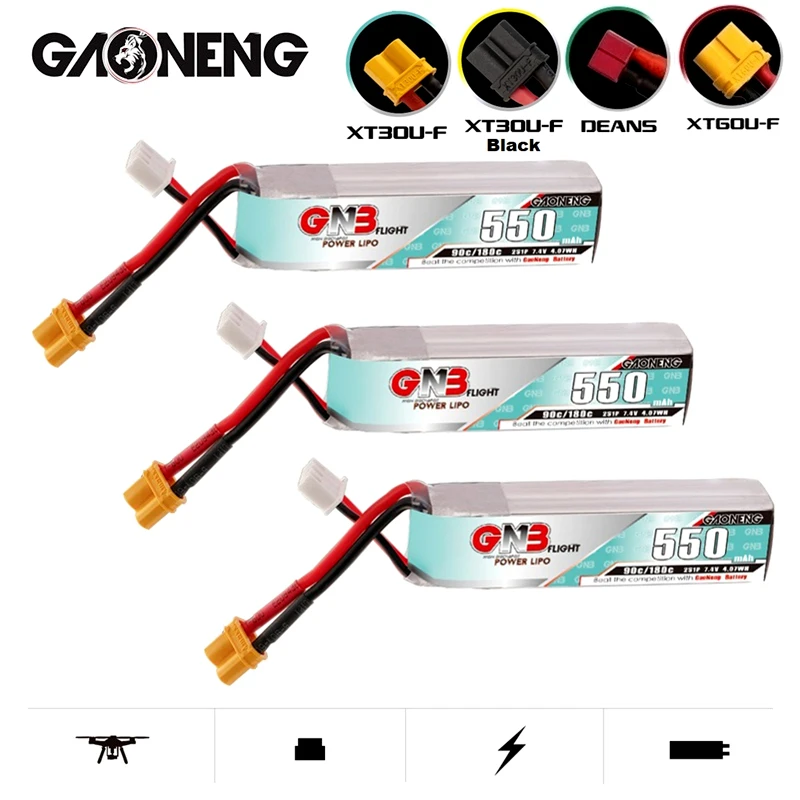 

1/2/3 шт. GNB RC TINY8X Blade Inductrix FPV QX2 120S Beta75S BetaFPV Drone 2S HV LiPo Battery 7,4 V 550mah 90C/180C XT30U-F Plug