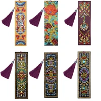 5d diamond painting exquisite pencil box leather bookmarks tassel bookmarks special shaped diamond embroidery craft decor