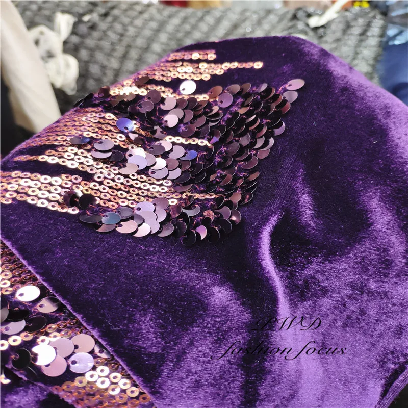 

Nigerian Sequins Velvet Lace Fabrics Purple Mesh Lace African Fabric Lace for Women Wedding Party Dress