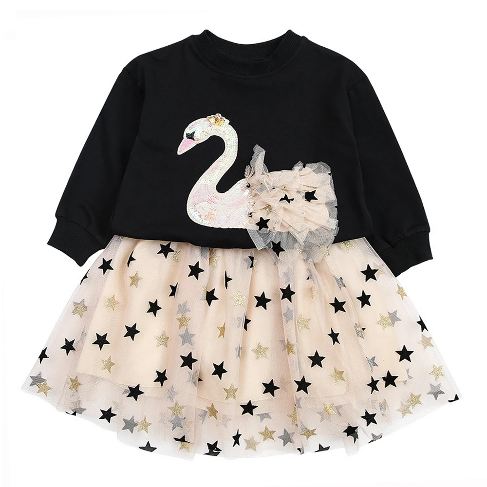 Girls Winter Dresses Flamingo Kids Fall Clothes Baby Toddler Princess Designer Dress Egirl Outfit Teens Christmas New Birthday 6 | Детская