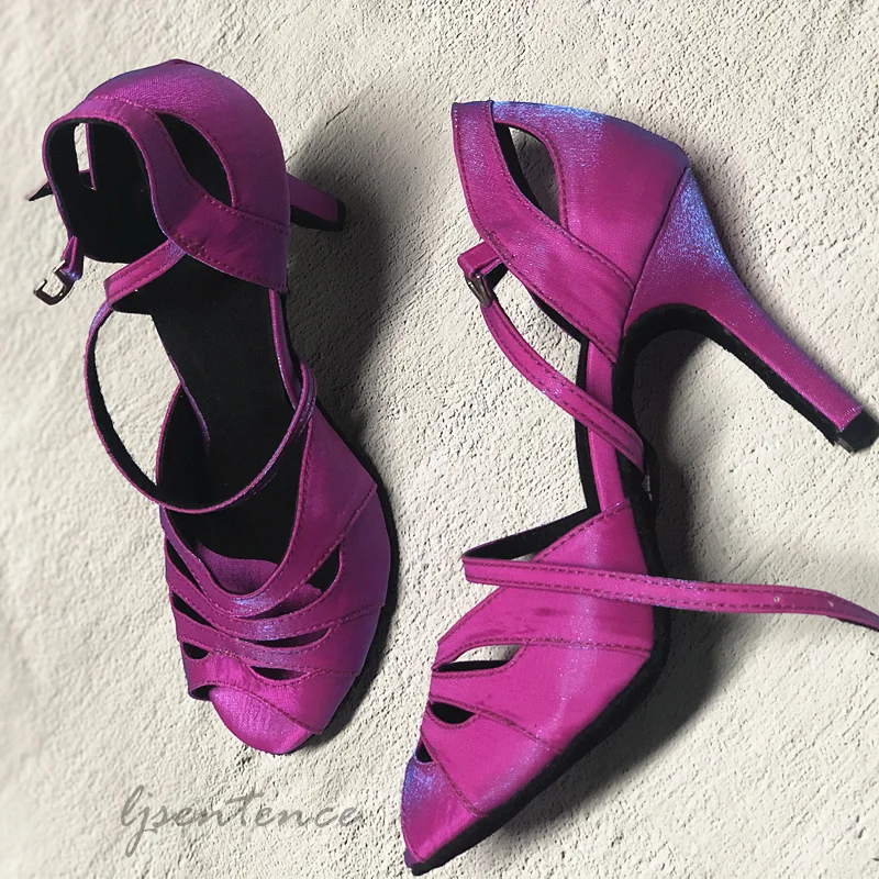 Туфли женские атласные с открытым носком туфли для латиноамериканских танцев