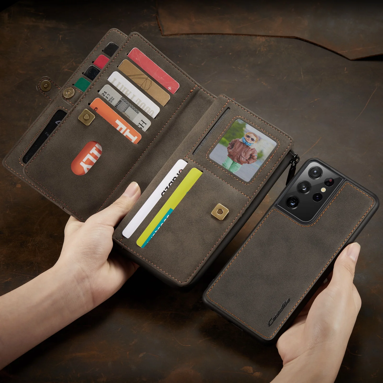 

CaseMe-018 Luxury Fashion Purse Multifunction zipper PU Leather Wallet bag Case 2 in 1 design Phone Cover Skins Flip Cover New