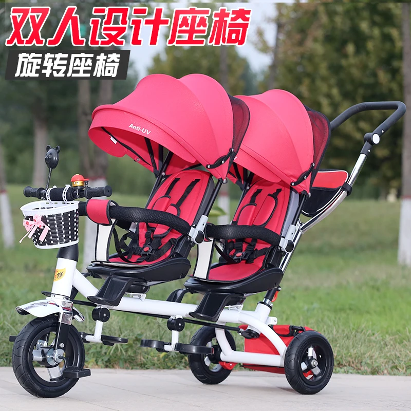 Triciclo infantil Дети трехколесный велосипед двойной детская коляска из светильник 3
