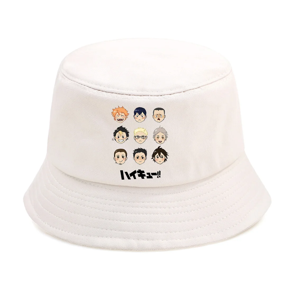 

Панама Haikyuu с принтом для мужчин и женщин, Повседневная Свободная уличная Черная кепка в стиле K-POP, хип-хоп, в Корейском стиле, весна-лето 2021