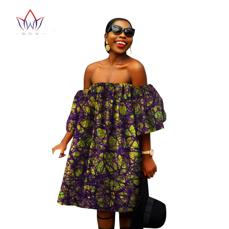 Женское свободное платье в африканском стиле мини из вощеной ткани с принтом
