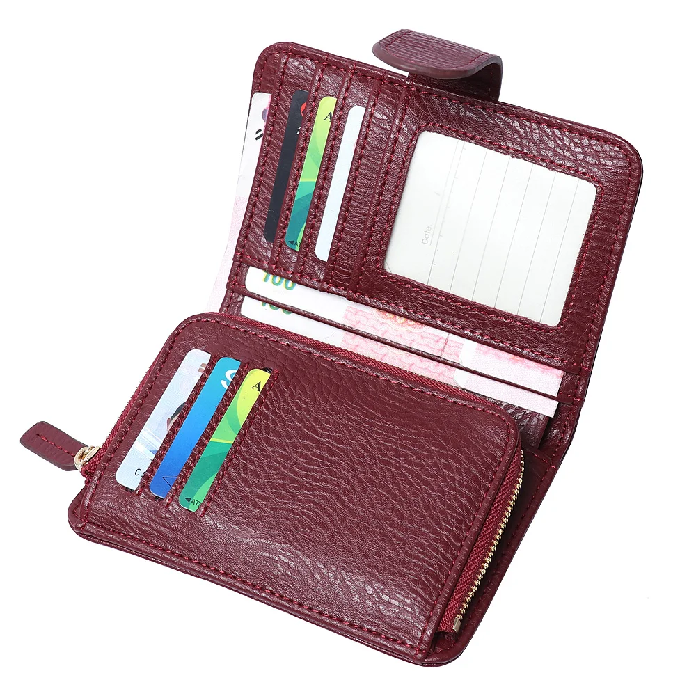 Популярный модный женский кошелек короткий ручной работы кожаный маленький