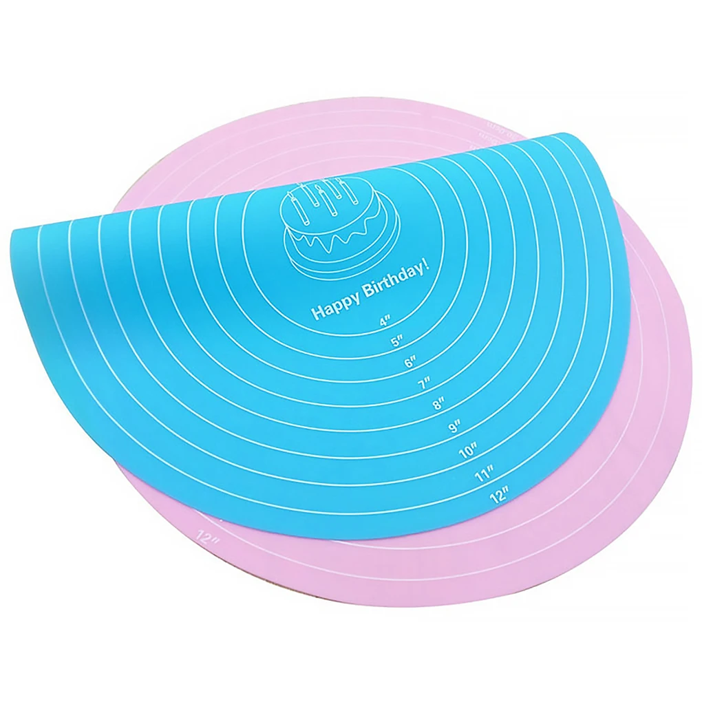 Силиконовый коврик для выпечки со шкалой антипригарный торта круглая подстилка