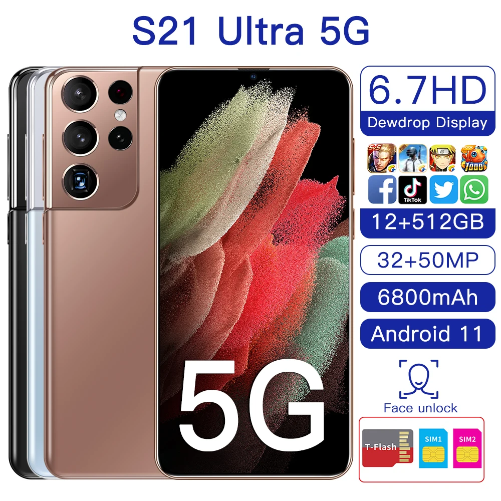 

Teléfono Inteligente Galay S21+Ultra 6.7 Pulgadas 12GB de RAM 512GB de ROM 5G 6800mah 32MP+50MP Desbloque MTK6899 Celulares