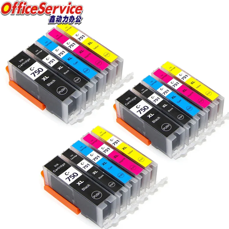 15X совместимый картридж с чернилами PGI 750 CLI 75 PG750XL CLI751 для Canon MG5470 MX727 MX927 Ip7270 IX6770 MG5570