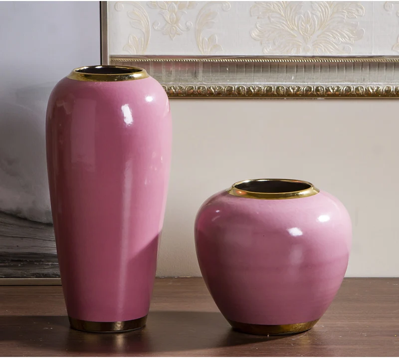 Скандинавские современные золотые розовые керамическая ваза для цветов композиции аксессуары декоративные украшения современный дом Свадебные украшения вазы