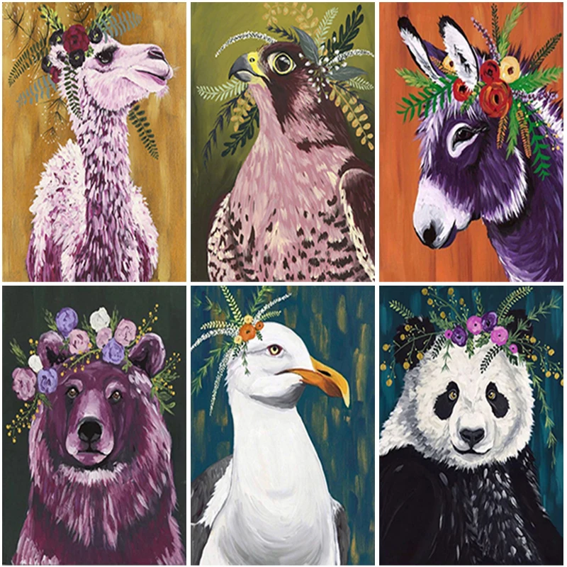 

DIY 5D Deer Panda Flower Full Square Round Animal Diamond Painting Cross Stitch Kits Art Northern Europe Dog Paint New Year Gift