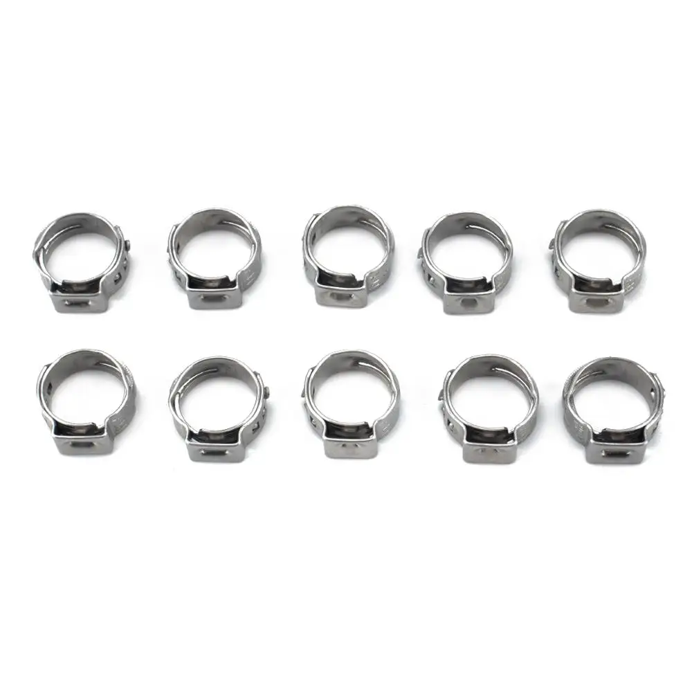 50 шт. PEX Нержавеющая сталь одного уха зажим 3/8 дюймов 13 3 мм для трубка из сшитого