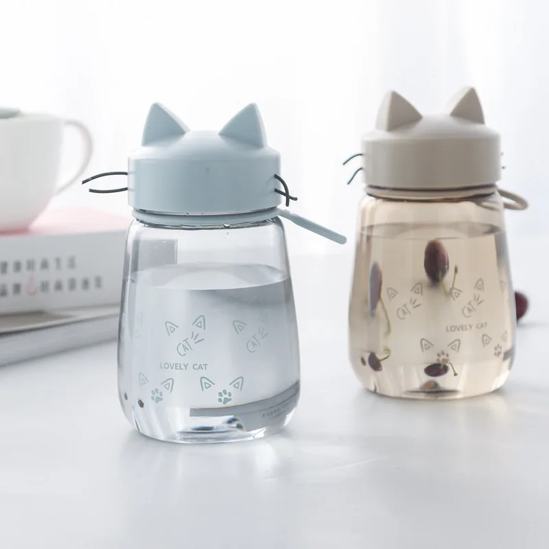 

Cat Plastic Water Bottles Environmental Plastic Water Kettle Cup Portable Outdoor Bottle Creative Child Girl Water Sports Kettle